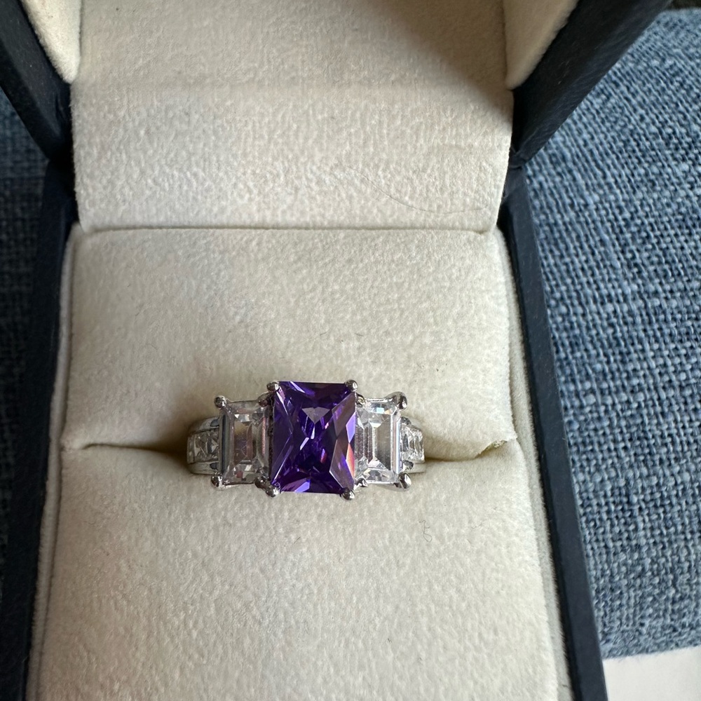 Purple Gemstone Silver Women's Ring